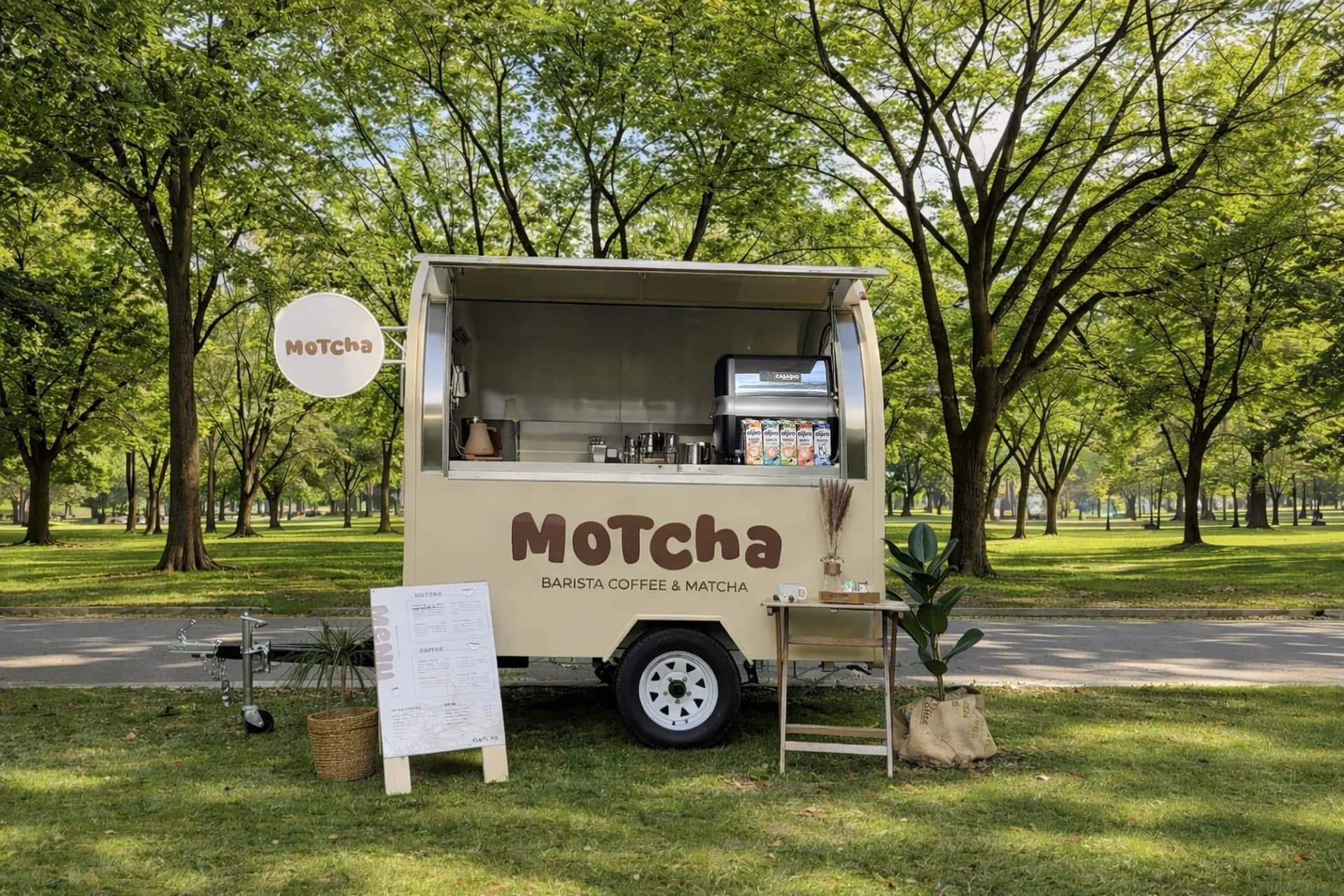 Le food truck Motcha Barista dans le parc