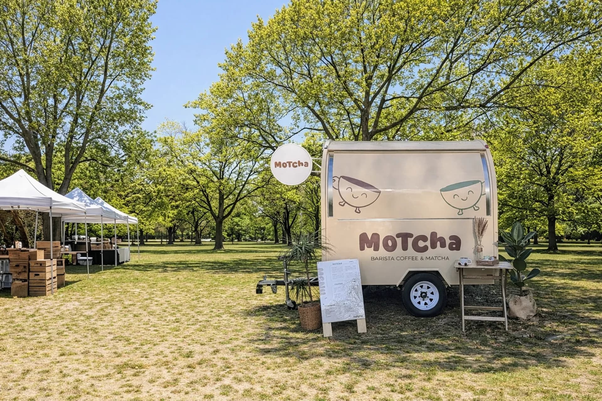 Le food truck Motcha installé lors d'un événement